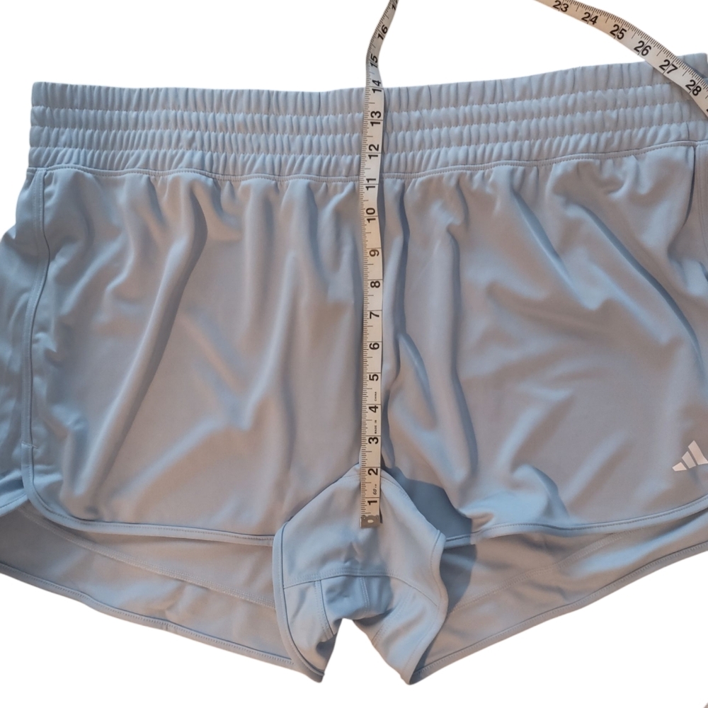 Adidas Pacer Shorts Regular Fit 3" Inseam Light Blue NWT - Picture 12 of 13